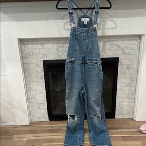 GAP Blue Denim paint splatter Overalls